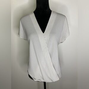 Adrianna Papell Withe Blouse With Black Dots